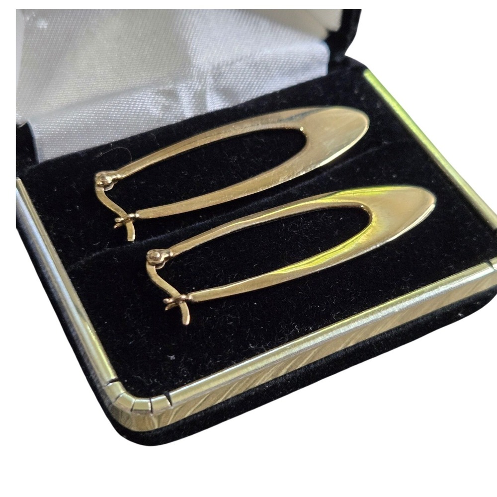 Vintage 925 Sterling Silver Gold Tone Oval Hoop Earrings Open‎ Teardrop